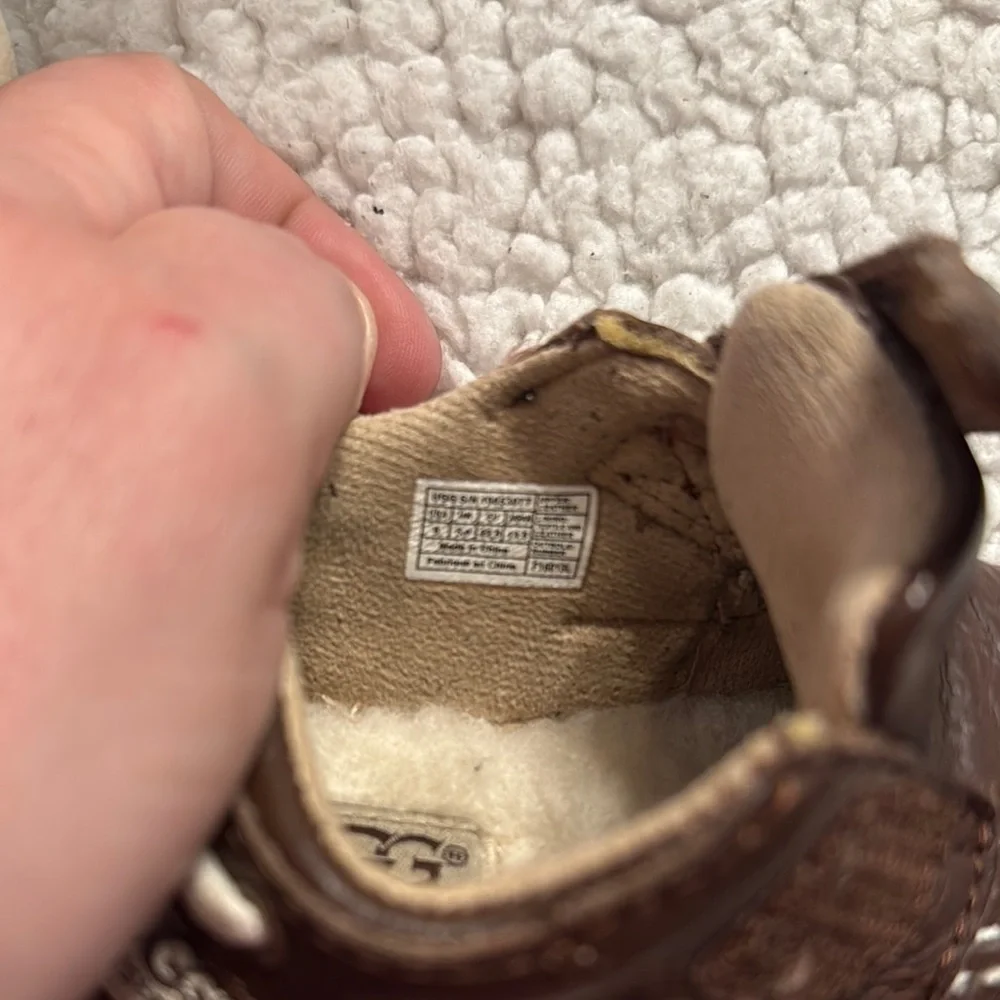 UGG Brown Moccasin Baby Shoes with Velcro Closure